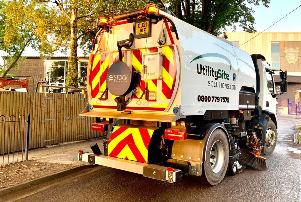 Utility Site Solutions - Road Sweeper working near Birmingham City Centre